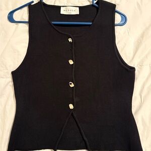 Black Button-Front Women's Blouse